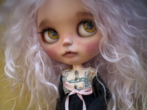 Dolly Custom, Neo Blythe custom doll, Blythe doll, mohair reroot, lilac mohair Blythe, OOAK, art doll, Takara Blythe
